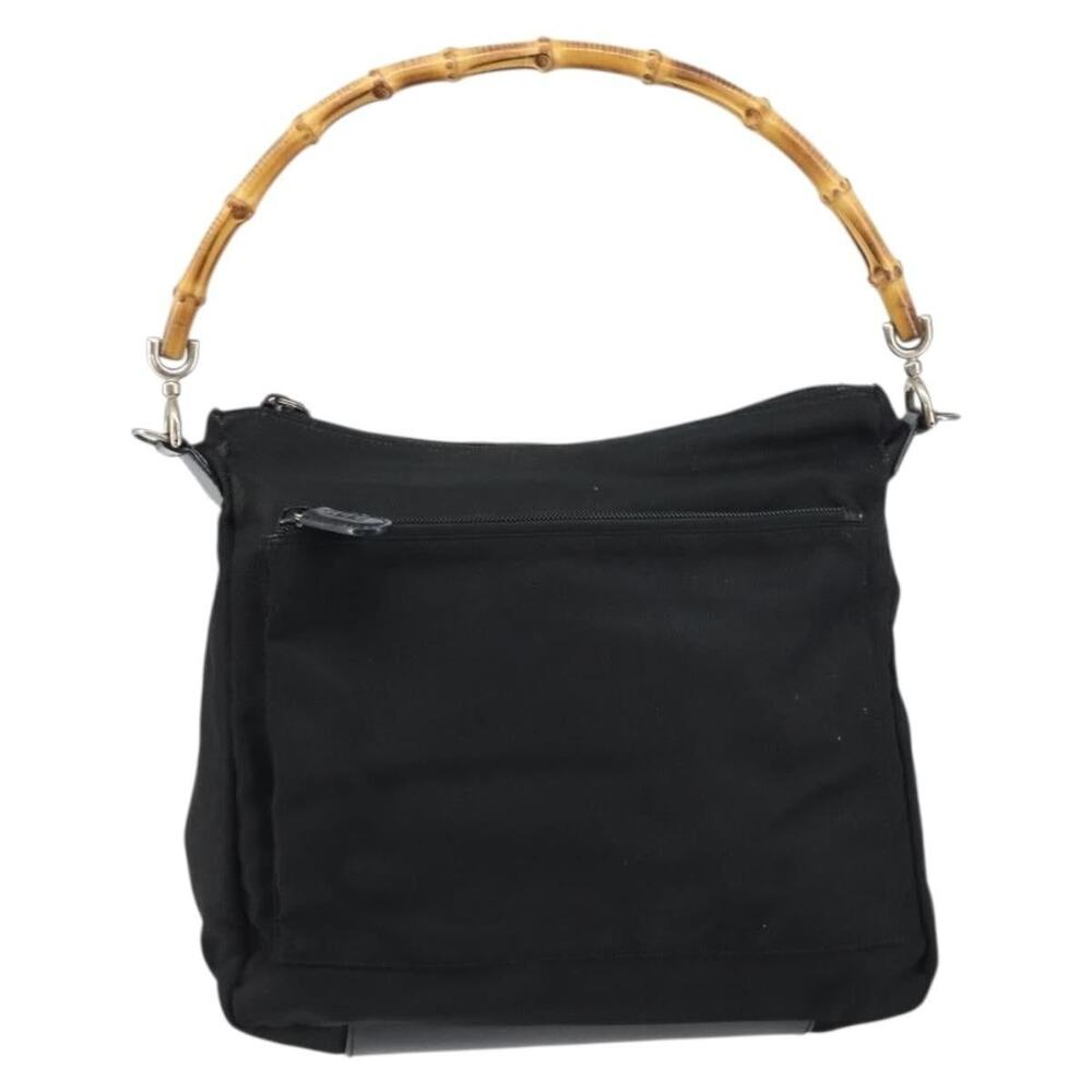 Gucci Bamboo Nylon Leather Handbag Black